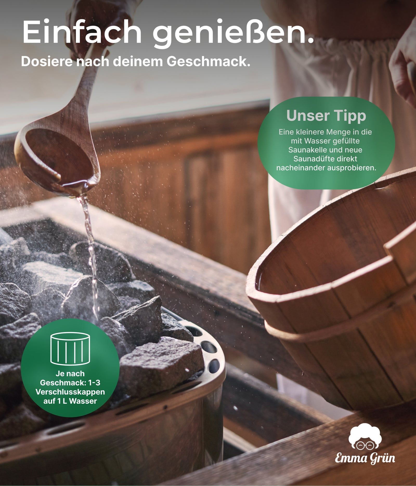 Emma Grün® Bio Saunaaufguss Set mit Bergwald Echo, Frische Brise & Zitrus Garten