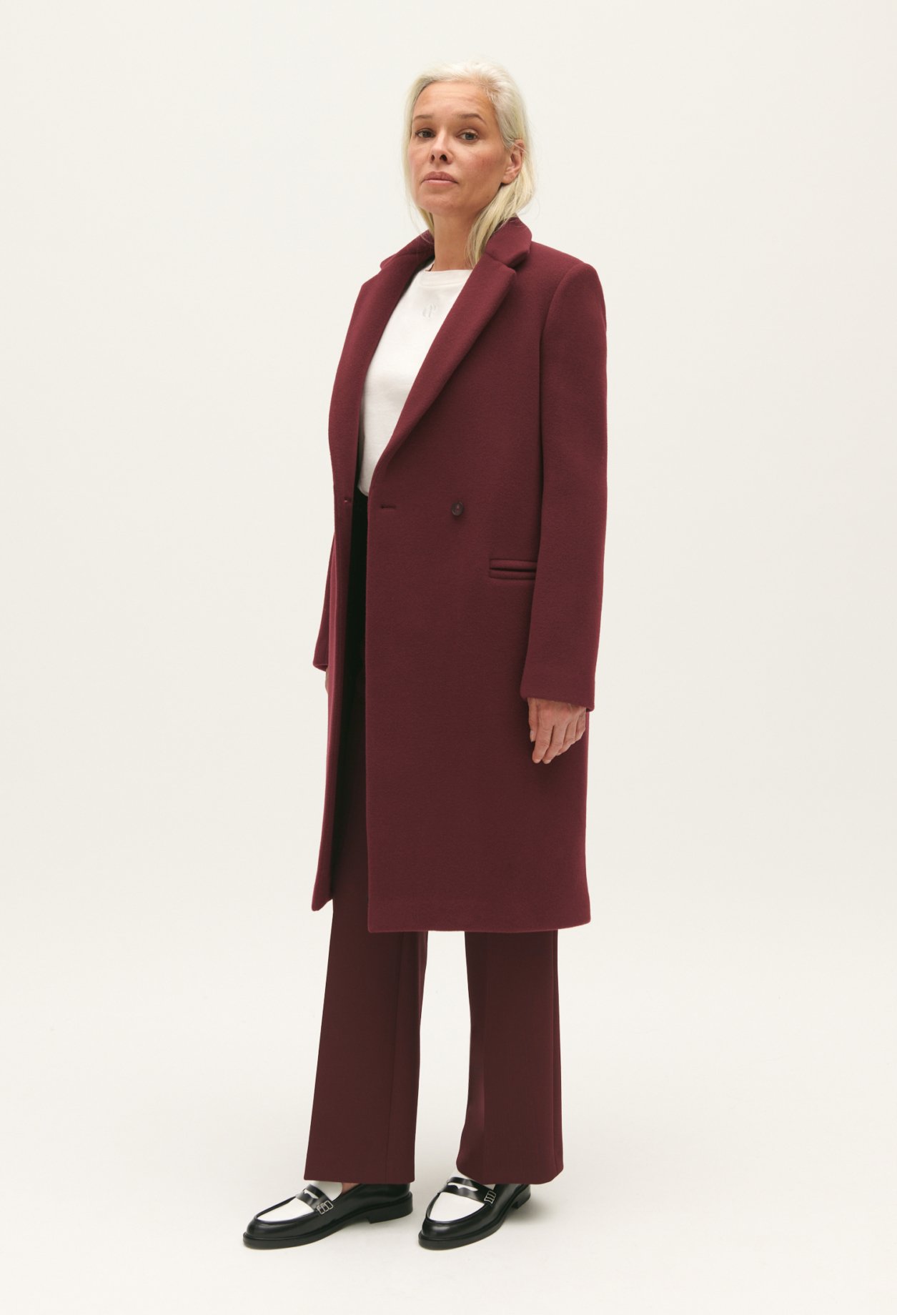 Manteau mi-long laine melangee