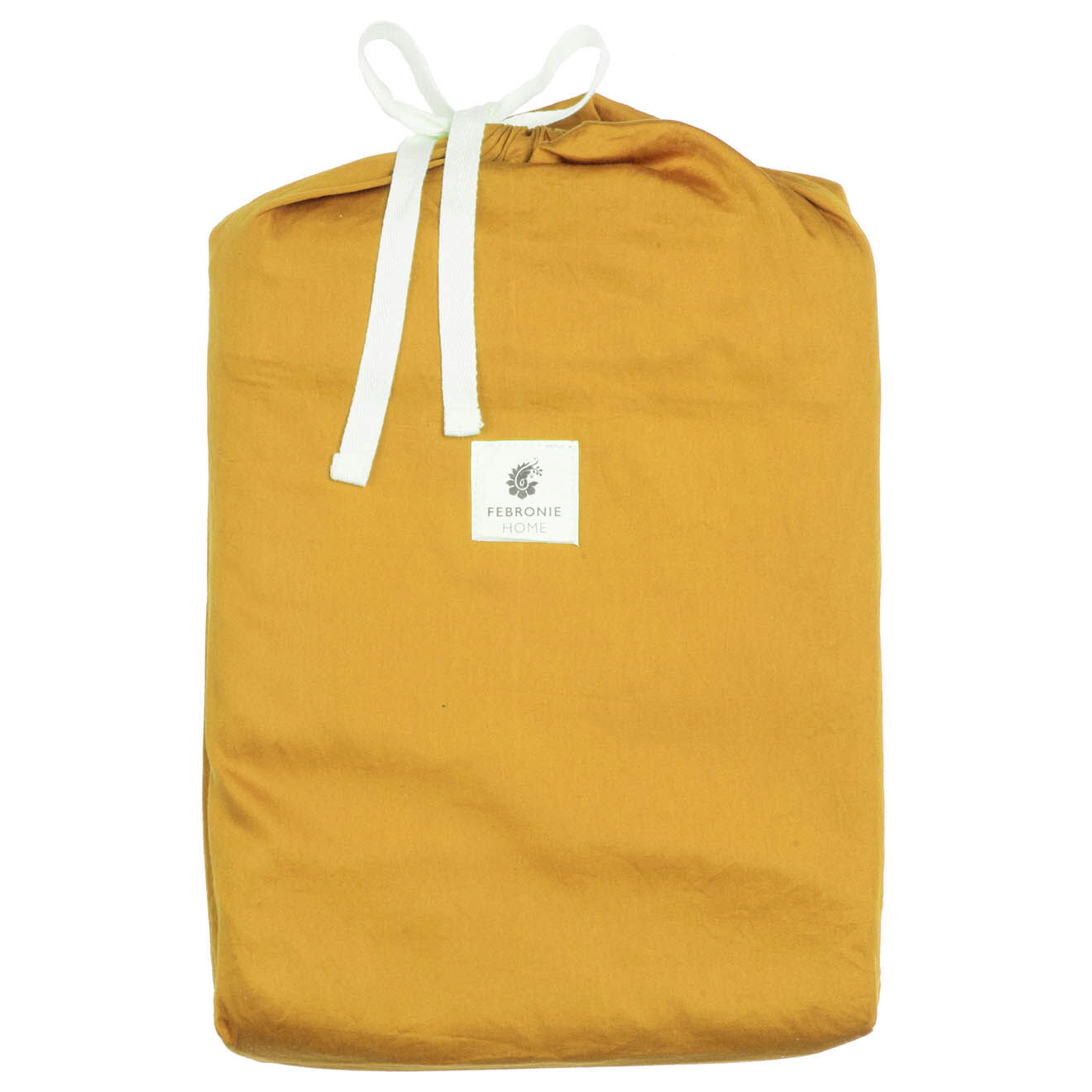 Febronie Home Drap plat 100% Satin de Coton Julia jaune curry