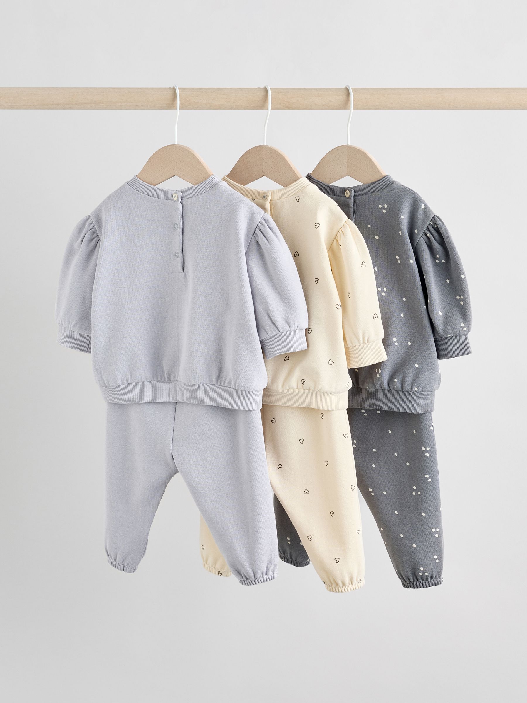 Antracietgrijs & Crème - Baby sweatshirt en joggingbroek 6 -delige set (0mnd -2jr)