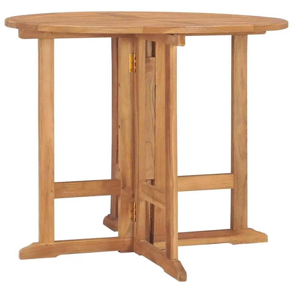 vidaXL - Tuintafel inklapbaar - Bruin - Massief teakhout - Ø 90x75 cm