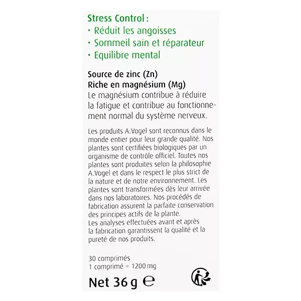 A.Vogel Equilibre Emotionnel Stress Control 30 comprimés