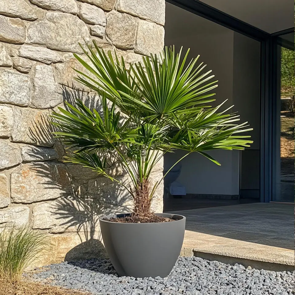 Dwergpalm - Set van 2 - Chamaerops humilis - Hoogte 50-60cm - ⌀15cm