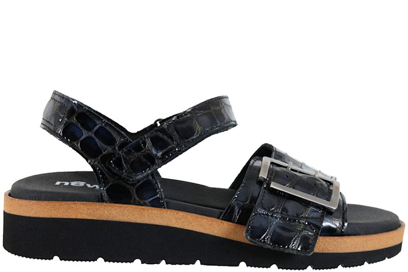 NEW FEET SANDAL I SORT PRÆGET KALVESKIND
