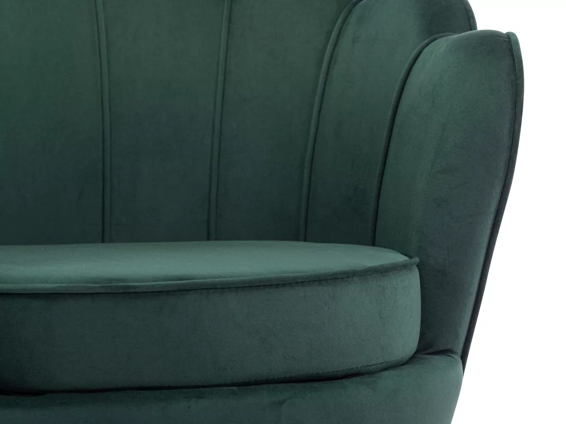 Fauteuil coquillage en velours vert sapin DANDELION de Pascal Morabito