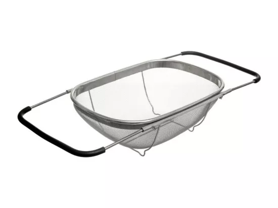 Passoire en inox avec poignées extensibles - Argenté - L 36,7 x P 24,7 x H 10,5 cm