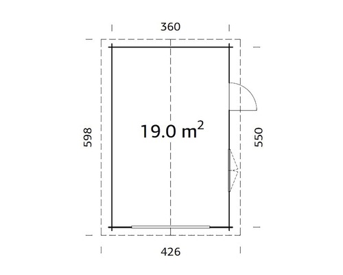 Enkele garage Palmako Roger 19,0 m² met houten deur 360 x 550 cm natuurlijk
