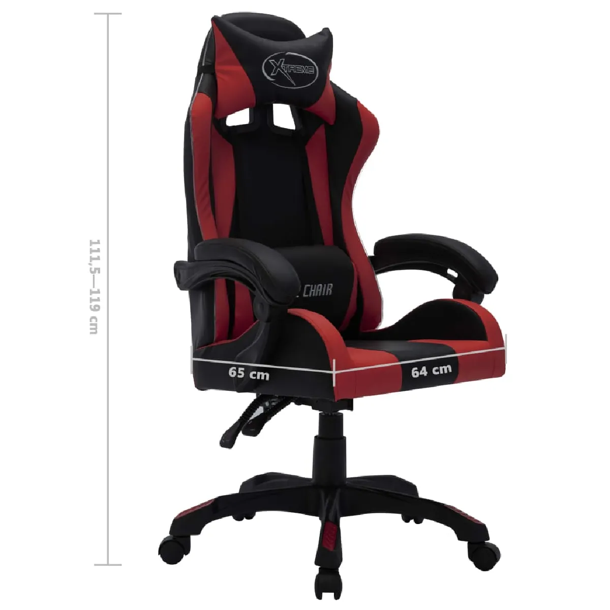 vidaXL Gaming LED - Bordeaux/Noir
