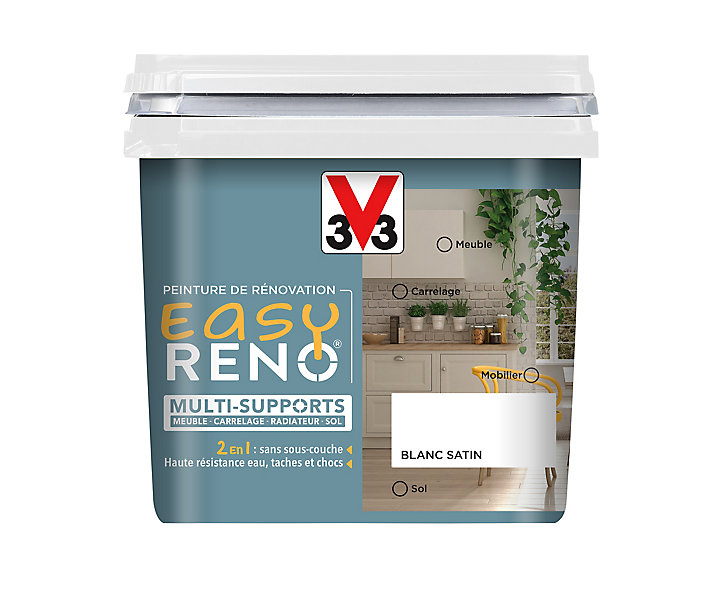 Peinture de rénovation multi-supports V33 Easy Reno blanc satin 0,75L