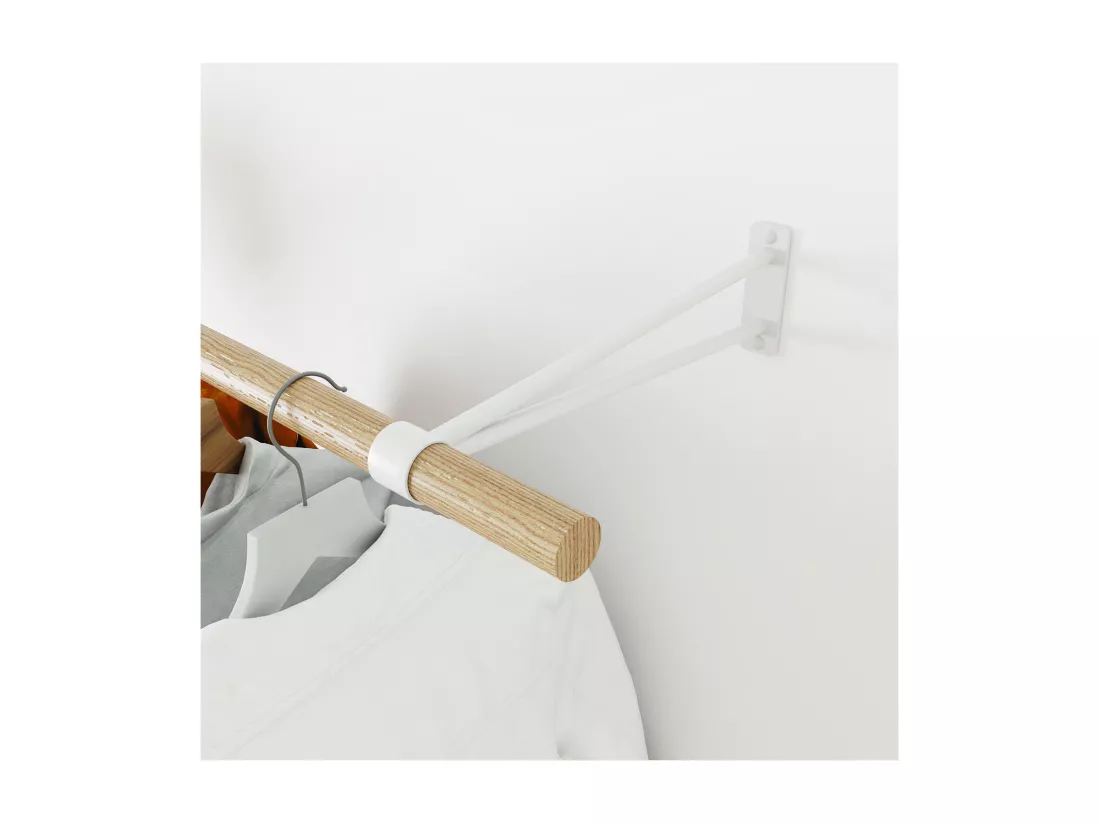 Penderie murale bois et métal blanc L100 cm