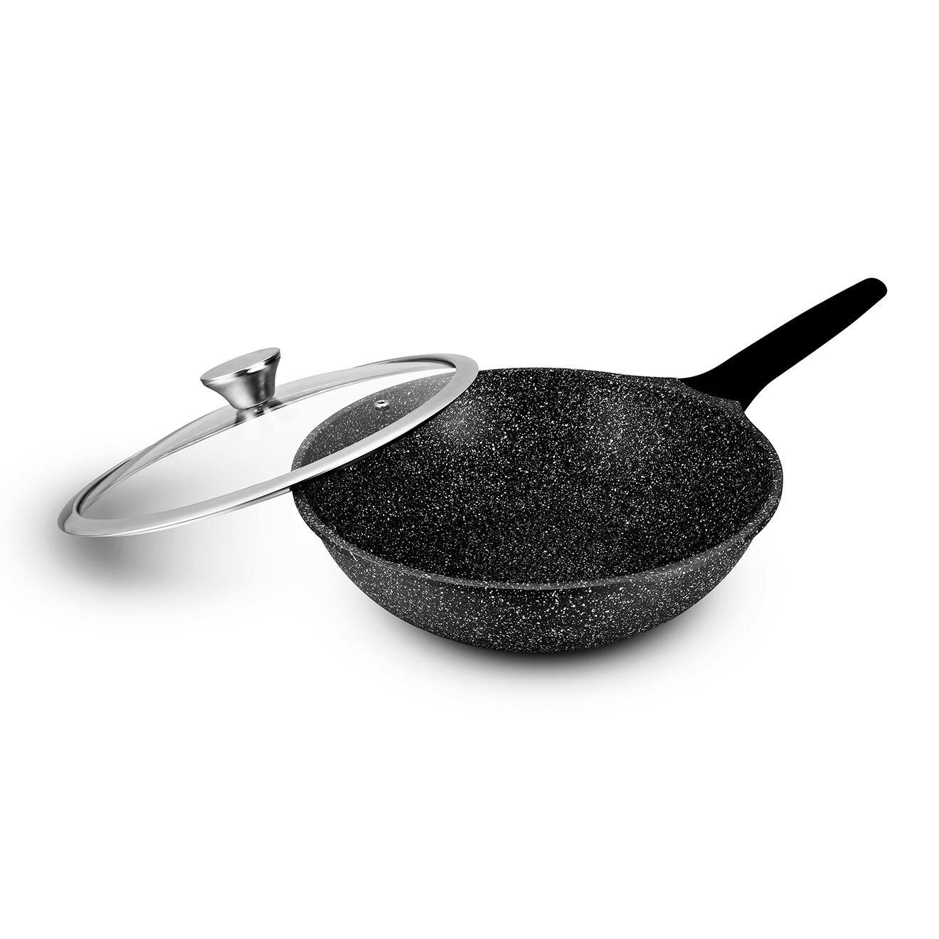 Durand Dupont Wok fonte d'aluminium effet pierre gisors wok28tfi noir - D.28 cm