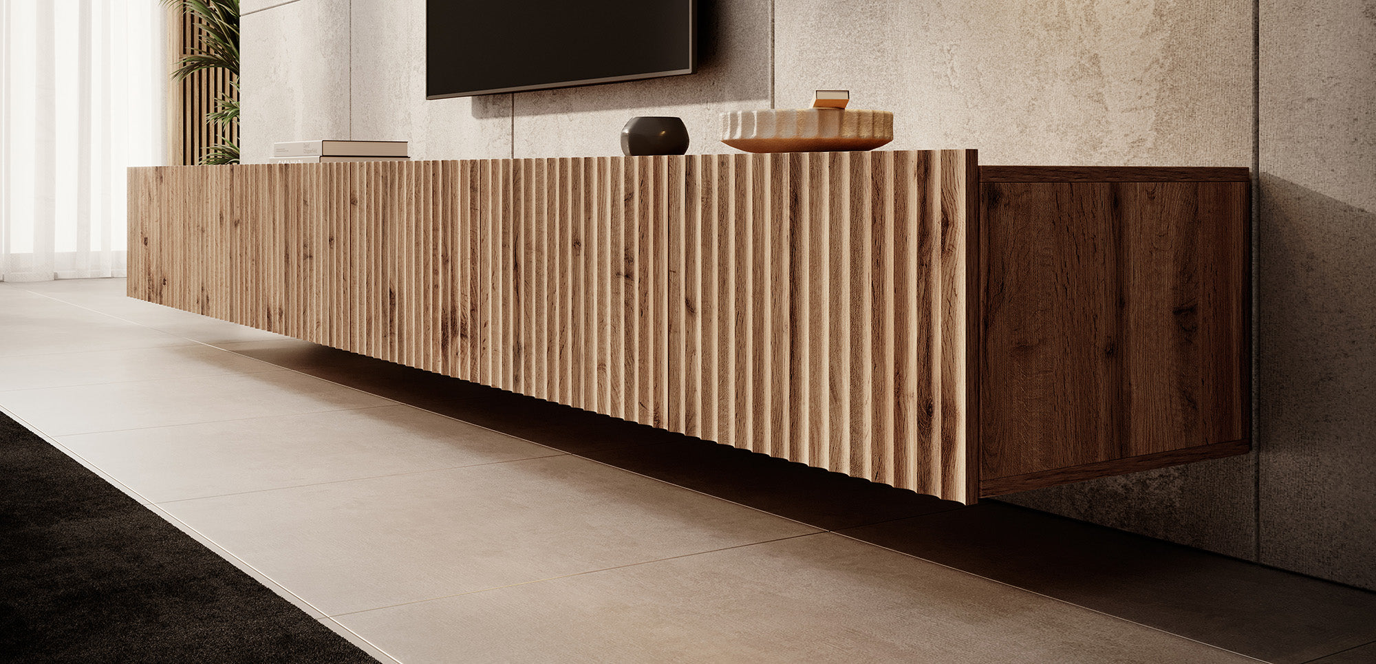 Meubella - TV-Meubel Pepinos - Eiken - 300 cm