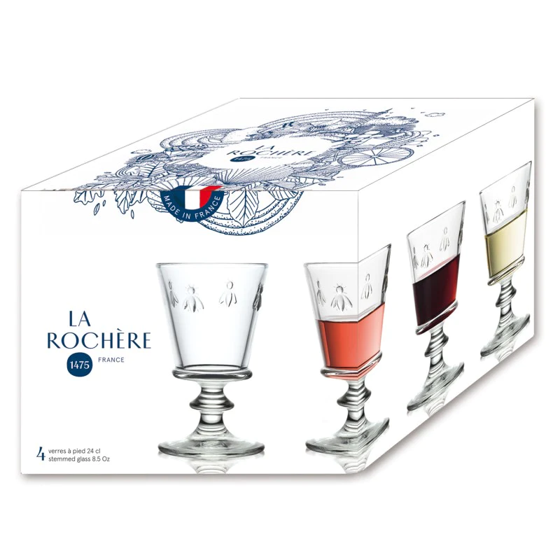 Coffret de 4 verres à vin, ABEILLE La Rochère