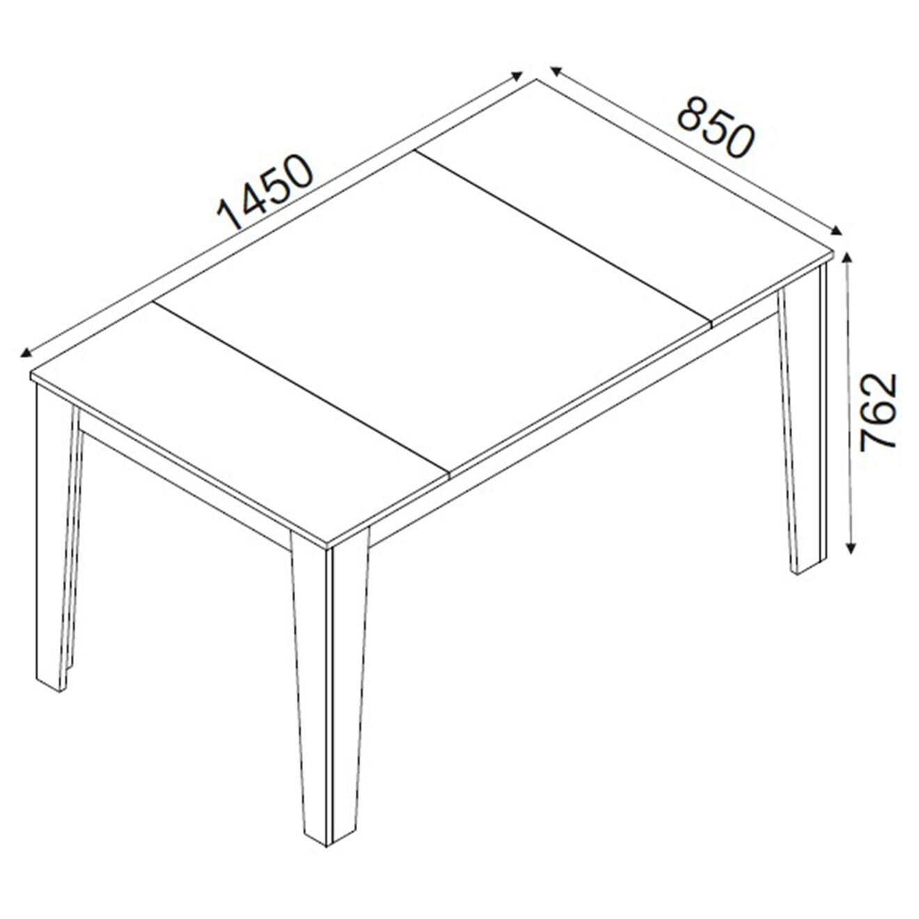 Homitis Table Costa bois/noir - 145x76x85 cm