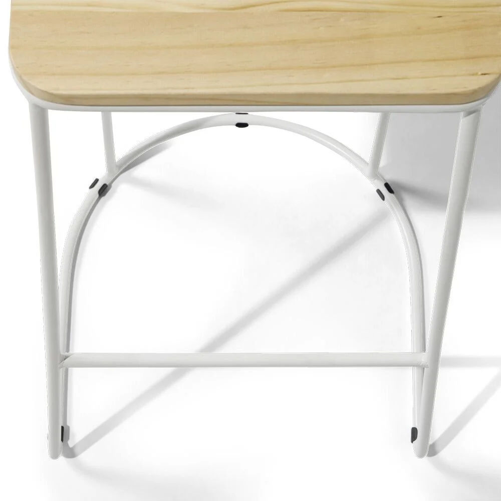 Tabouret de bar 32xH69,5x32cm pin et métal blanc