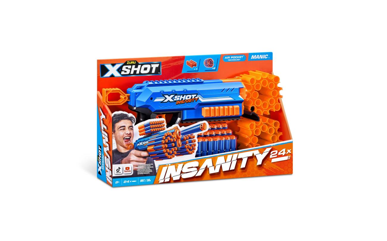 X-shot Insanity Manic met 24 darts