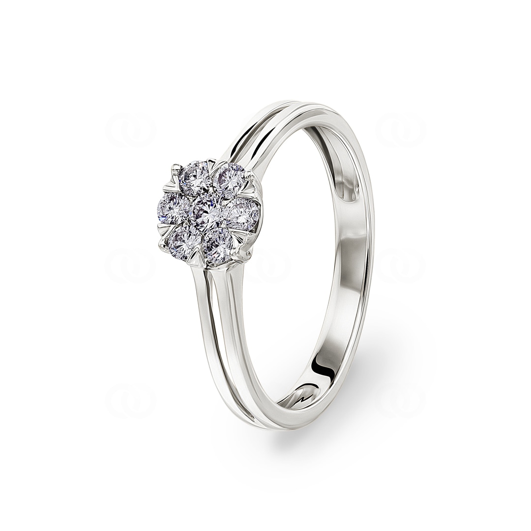 Verlobungsring 750/18 K Weissgold mit Diamanten 0.33 ct H/si
