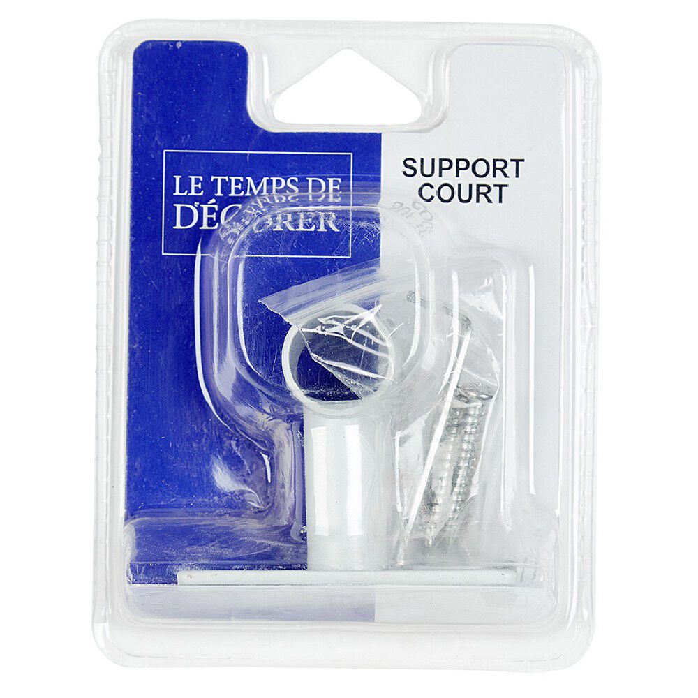 Support court pour tringle blanc métal