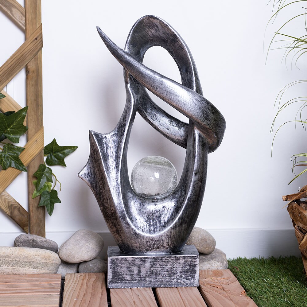 LED Solarleuchte, silber, Glas Crackle Design H 45 cm