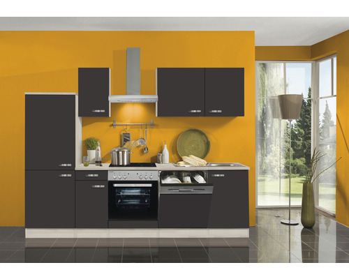 Optifit keukenblok met apparatuur Faro220 270 cm antraciet mat gedemonteerd omkeerbaar KPFR 2742DE-9+
