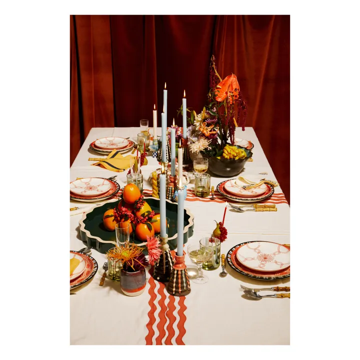 Tressé Nappe en lin | Terracotta