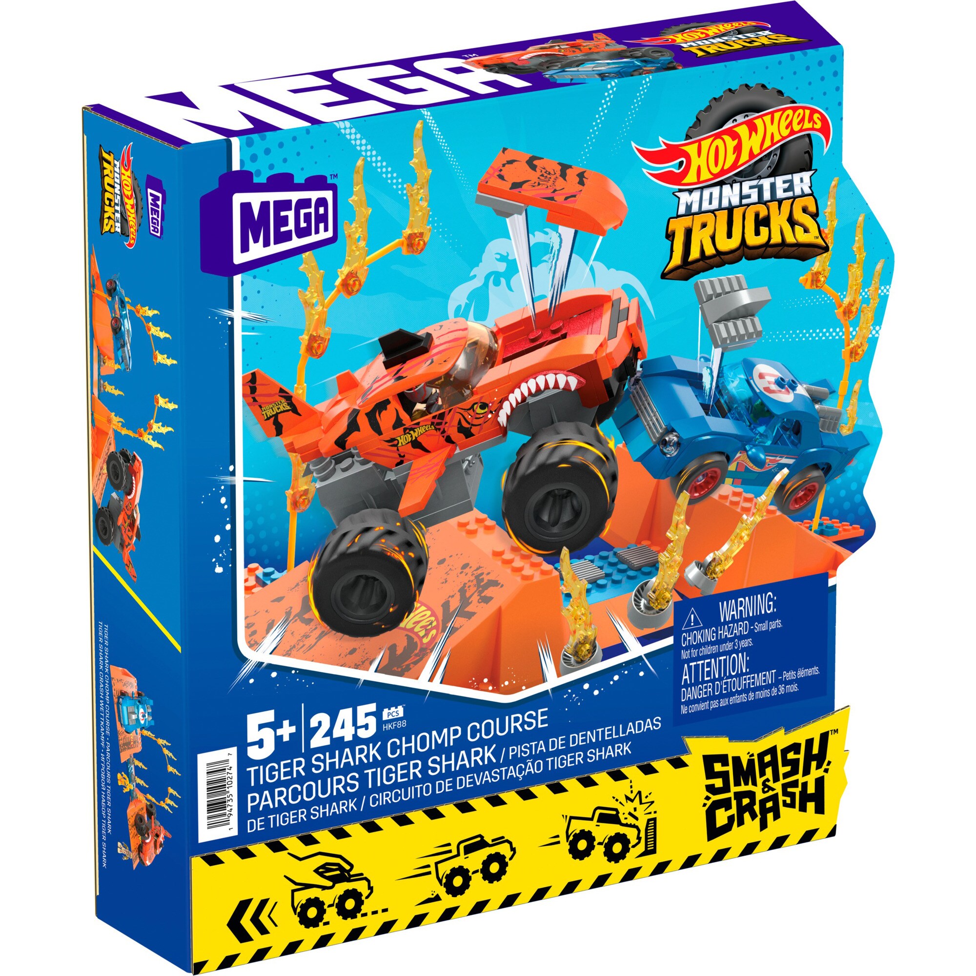 Mattel Spielfahrzeug Monster Trucks Tiger Shark Crash Wettkampf