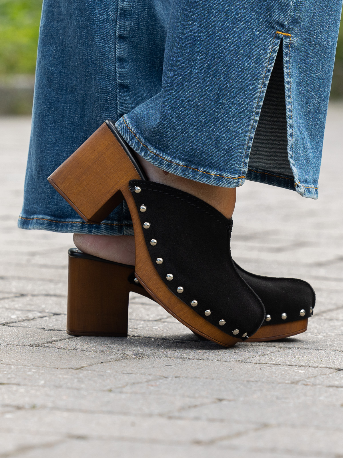 Clogs Suede Black - Trapes Sko