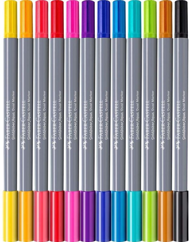Faber-Castell - Duo aquarelmarker Goldfaber - set 12 stuks - brush / 0,4mm - FC-164612