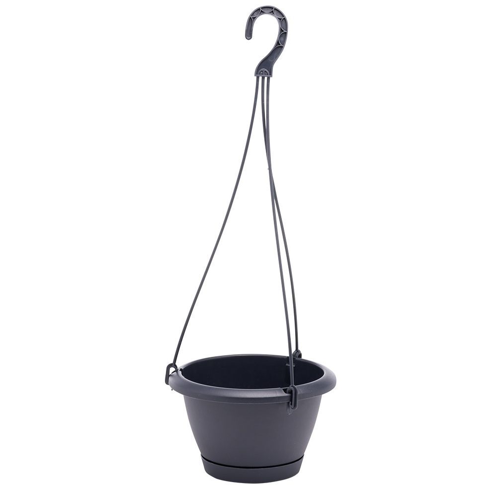 Pot suspendu avec soucoupe gris anthracite Ø21xH12,5cm