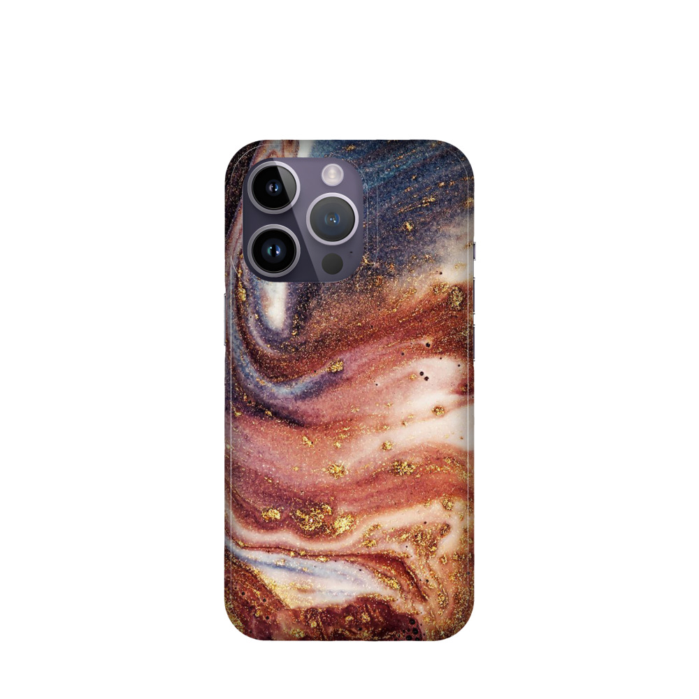 iPhone 14 Pro Kunststoff Hülle Goldstrudel - Bronze