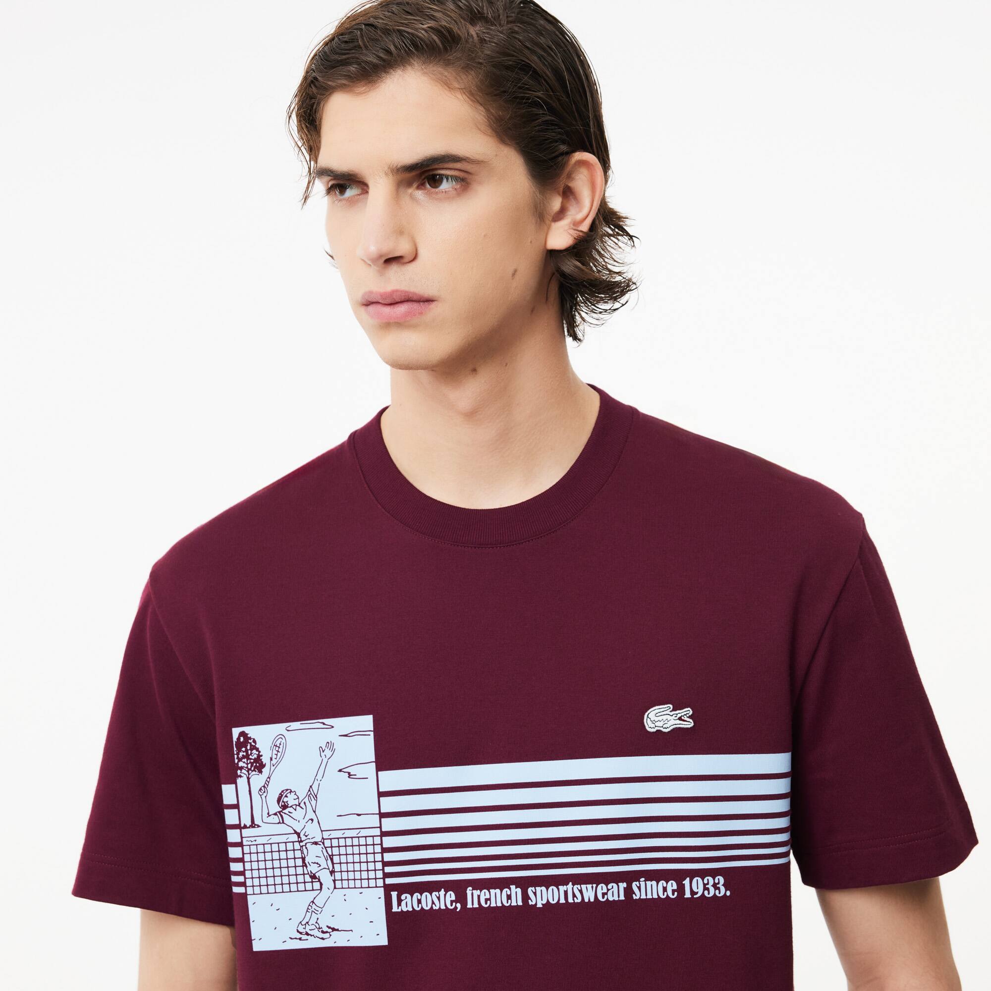 Robustes T-Shirt mit Tennis-Aufdruck, in Frankreich hergestellt T-Shirts - Rot - Lacoste - Herren