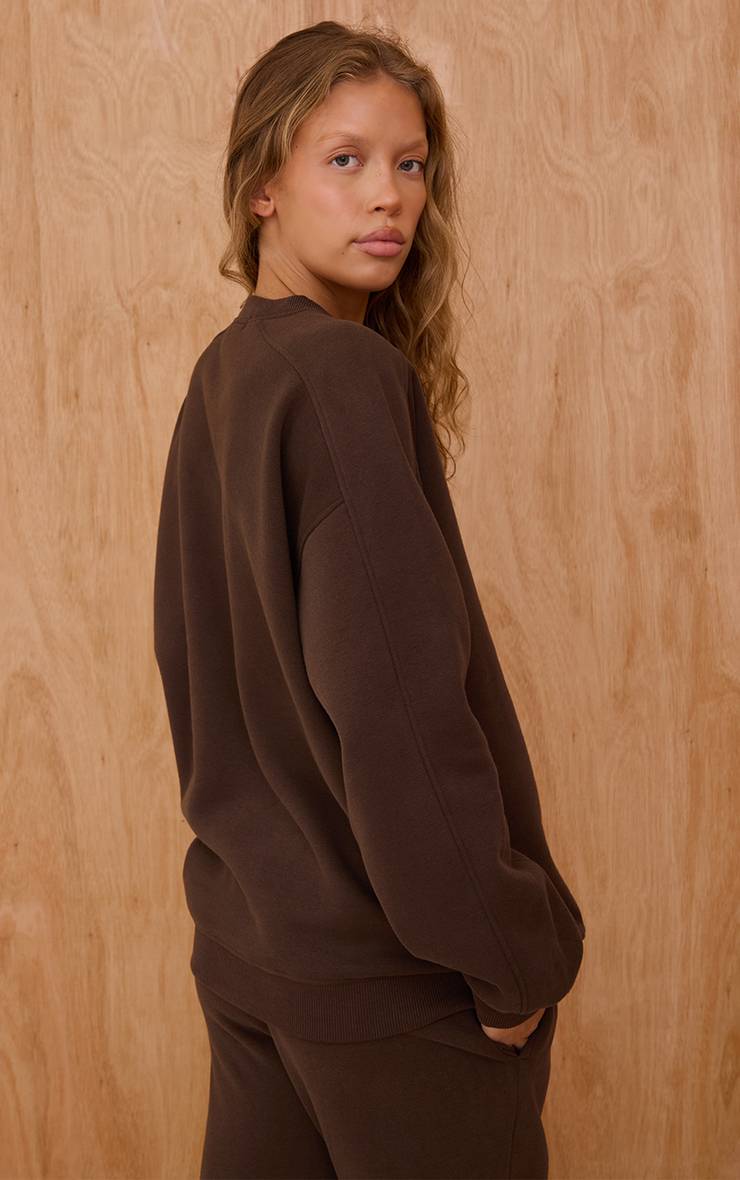 Chocolat Sweat-shirt Col Rond Avec Logo Plt En Relief