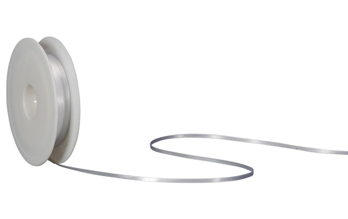Satinband 3 mm x 50 m, WeissBand für Geschenke