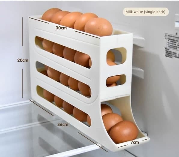 4 Levels Eggbeholder for kjøleskap, eggedispenser, eggholder, eggoppbevaring for 30 egg,