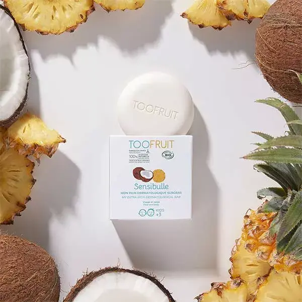 Sabonete Líquido Infantil Toofruit, Dermatologicamente Testado, Extra Rico, Abacaxi e Coco, Orgânico, 85g