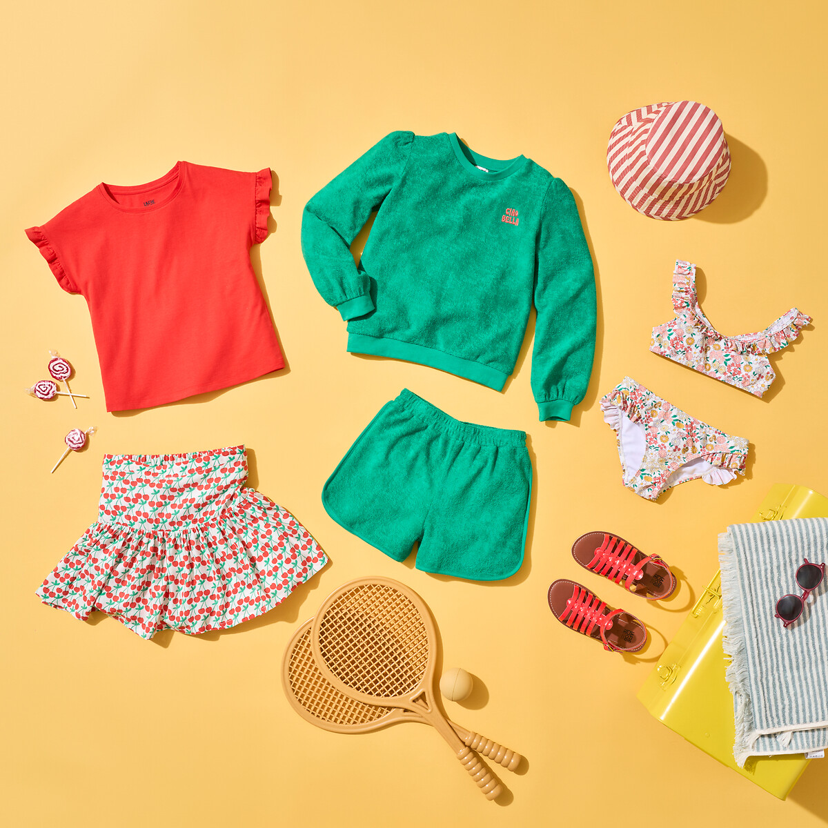 COLEÇÕES LA REDOUTE<br>Chapéu bucket listrado de algodão