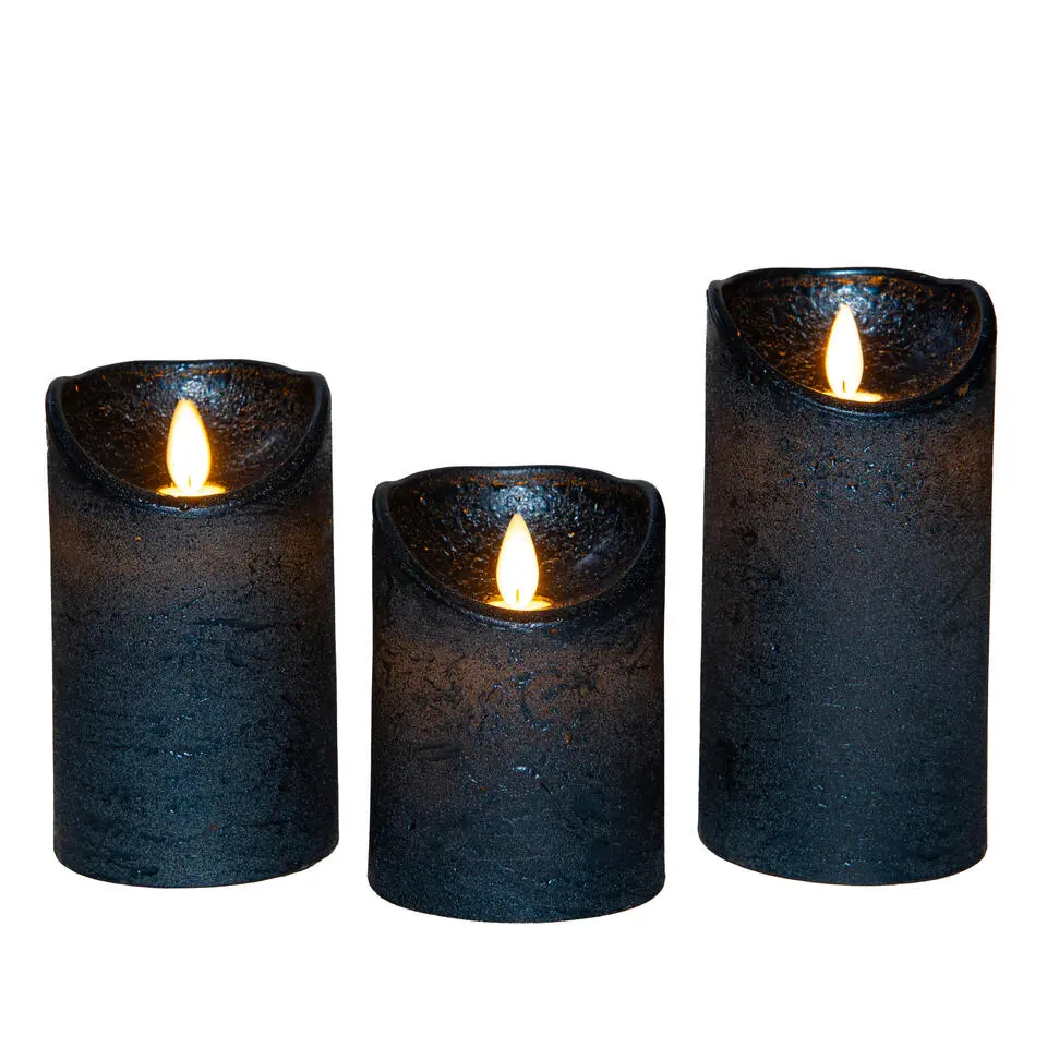 Anna Collection LED stompkaarsen - 3x - metallic blauw