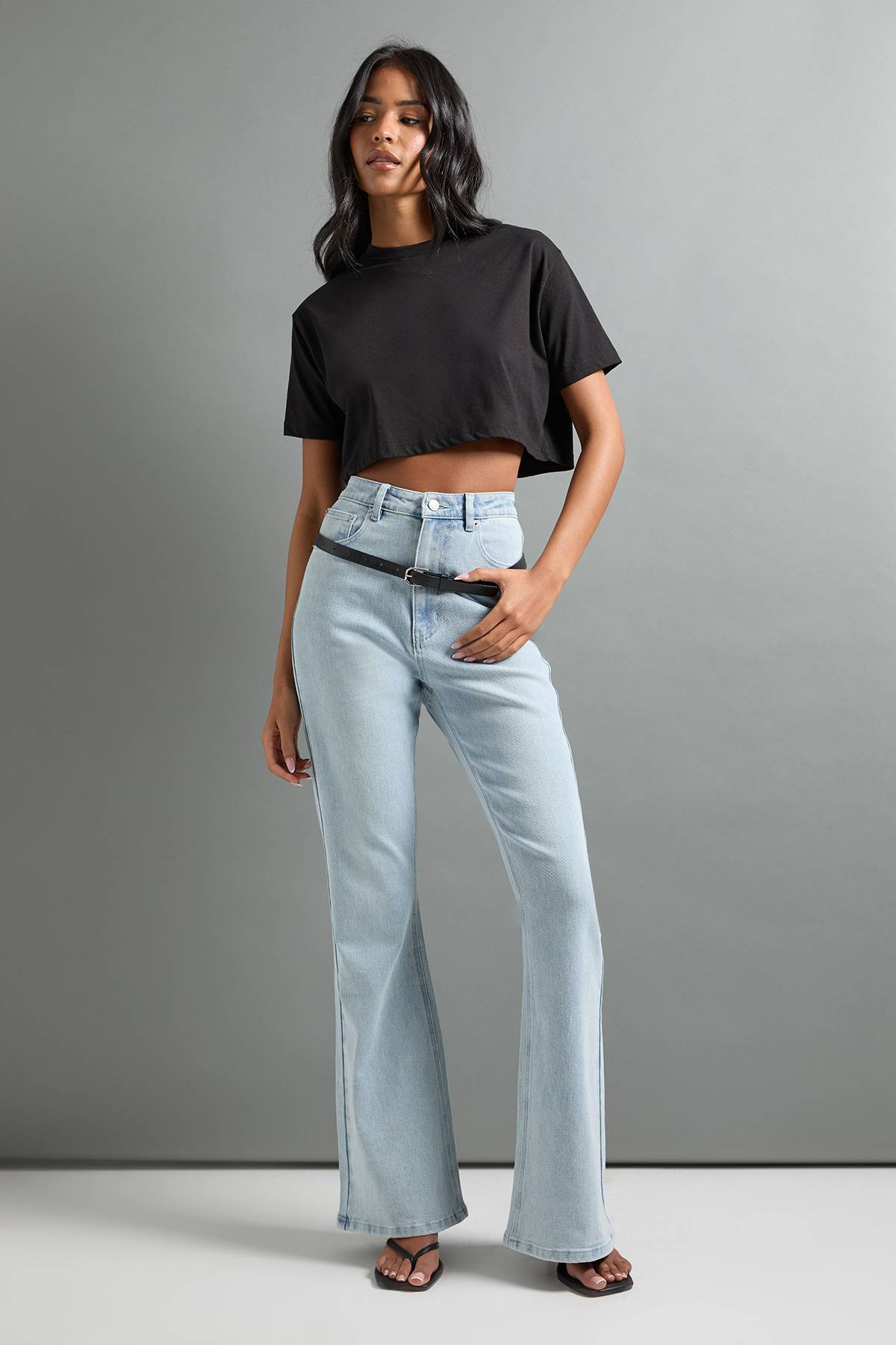 boohoo Le Jean Évasé Taille Haute Pour Grandes Tailles