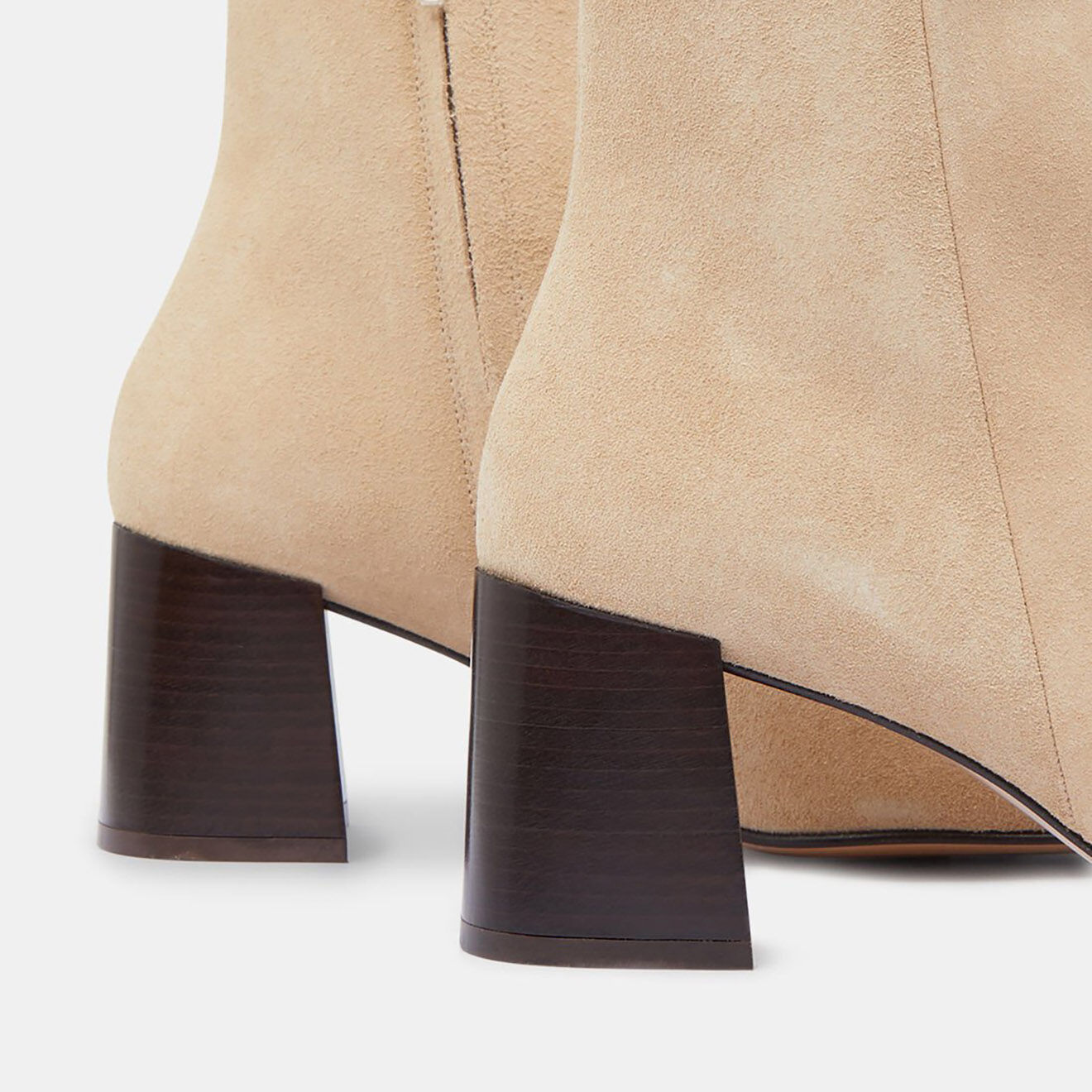 Flattered Bottines en Velours de Cuir beiges - Talon 7 cm
