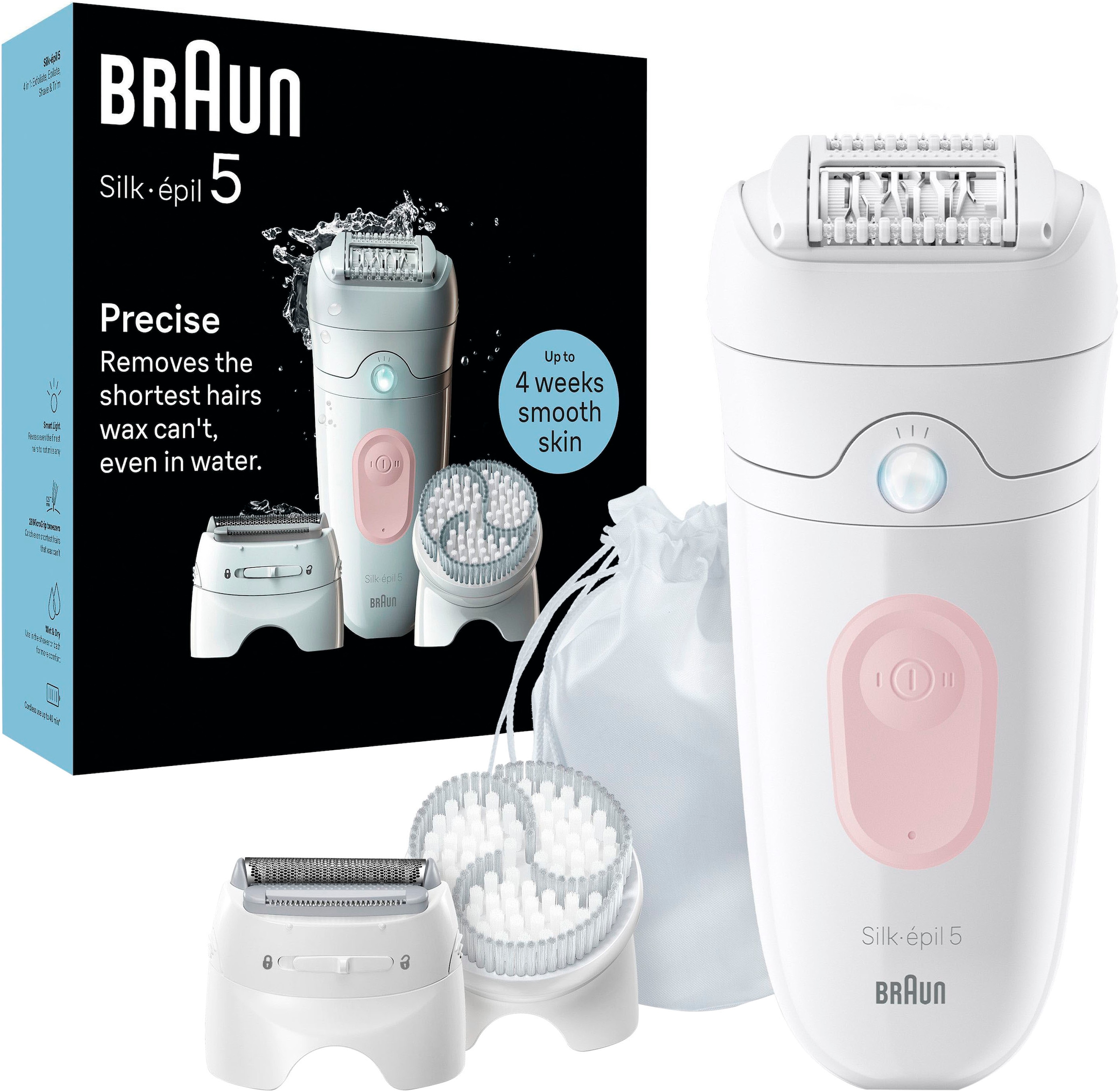 Braun Epilierer »Silk-épil 5 5-060« mit Rasieraufsatz, Trimmeraufsatz und Peeling Aufsätzen