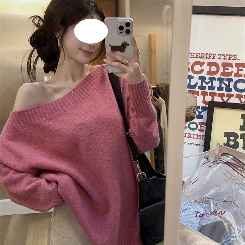 Beaustreet - Off-Shoulder Effen Trui