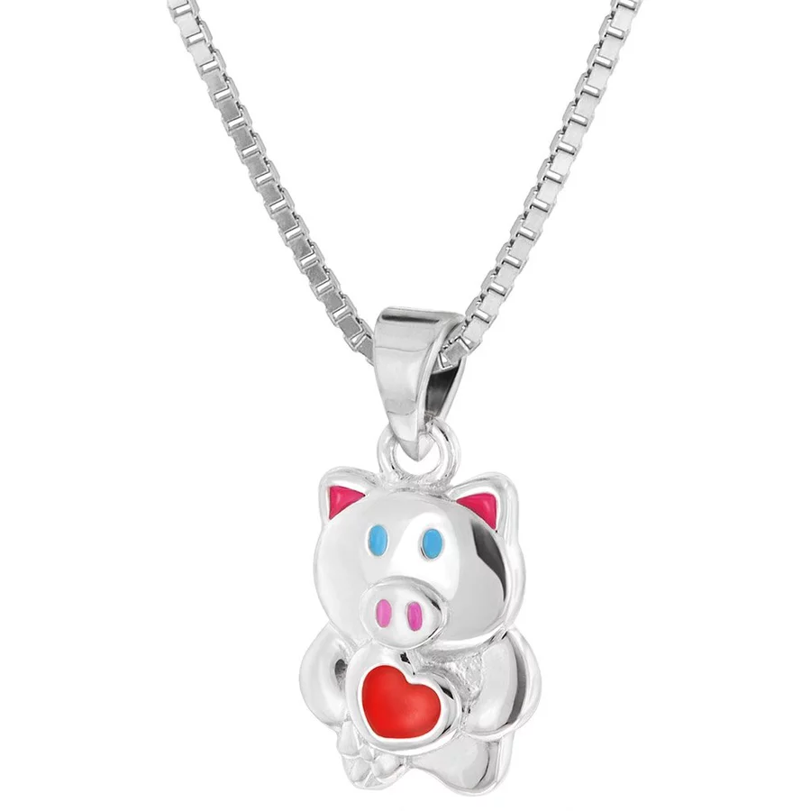 trendor Kinder-Halskette Silber 925 Collier mit Glücksschwein silver