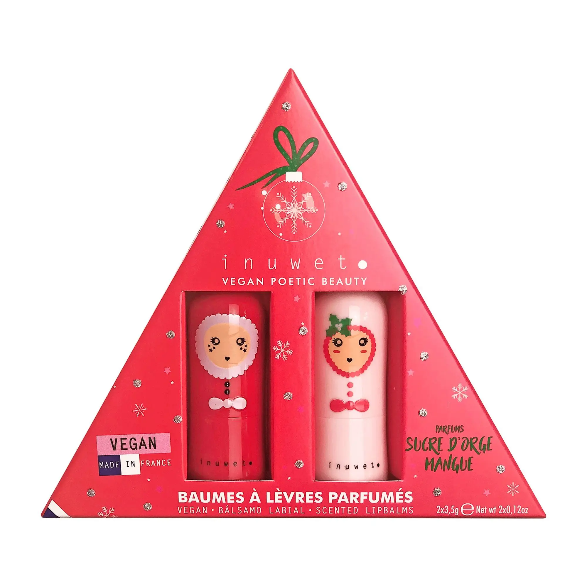 Inuwet - COFFRET GLITTER BAUMES INUWET NOEL Duo baumes lèvres noël mangue & sucre d'orge Stick 3g x 2 - Tendance