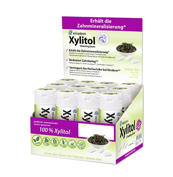 MIRADENT Xylitol Kaugummi Grüner Tee 30 Stk