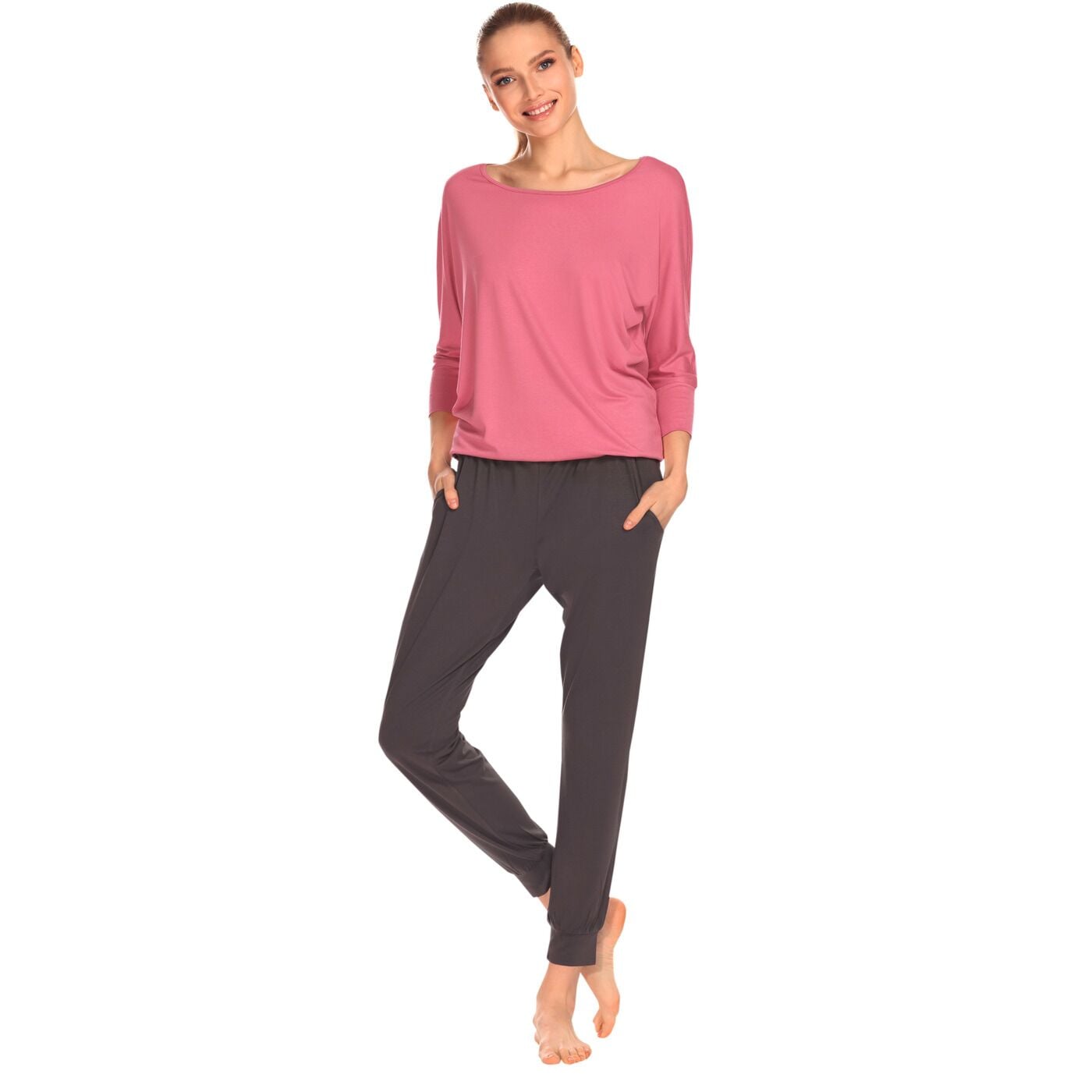 ASCAFAYoga Shirt mit ¾-Arm aus fliessend weichem Viskose Material