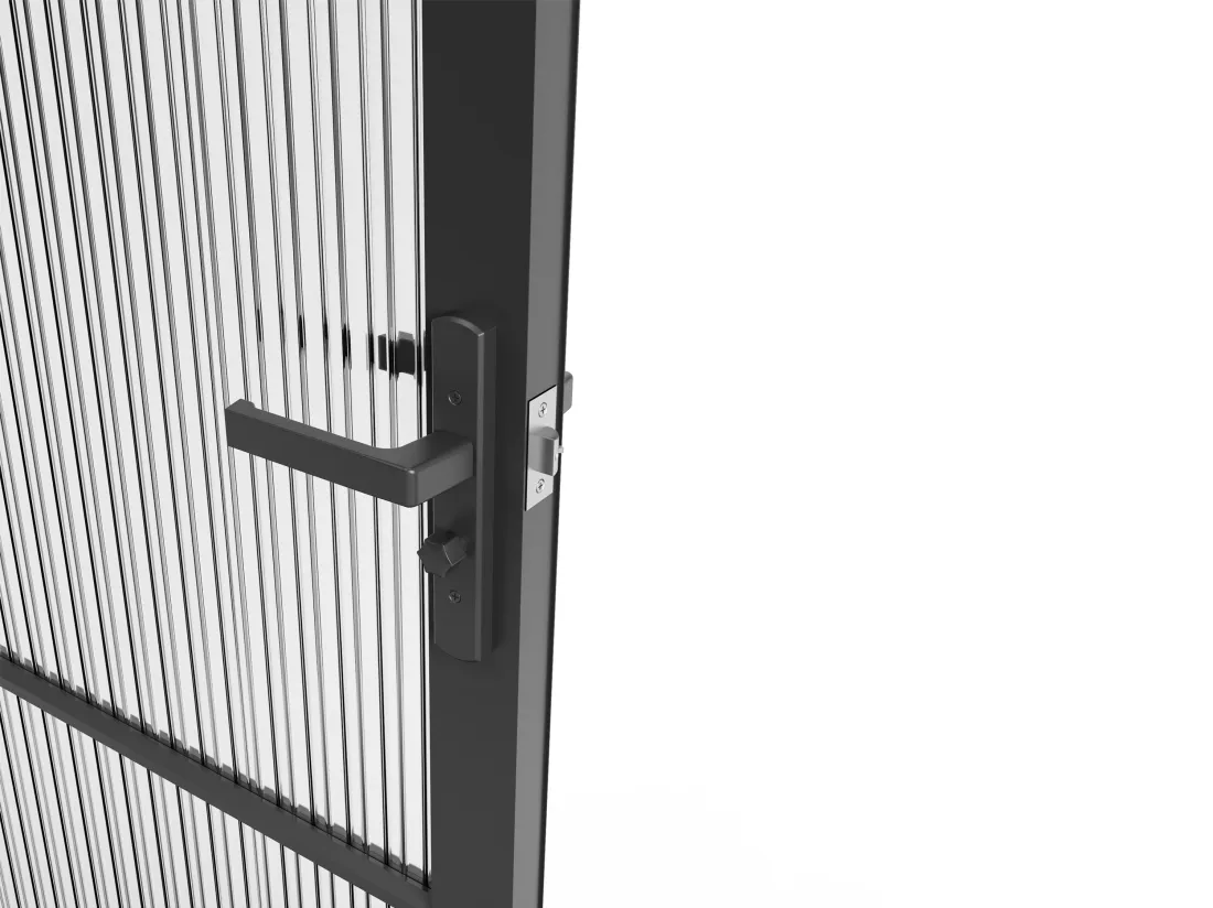 Bloc porte réversible en aluminium et verre texturé - H204 x L93 cm - Noir - MASERU