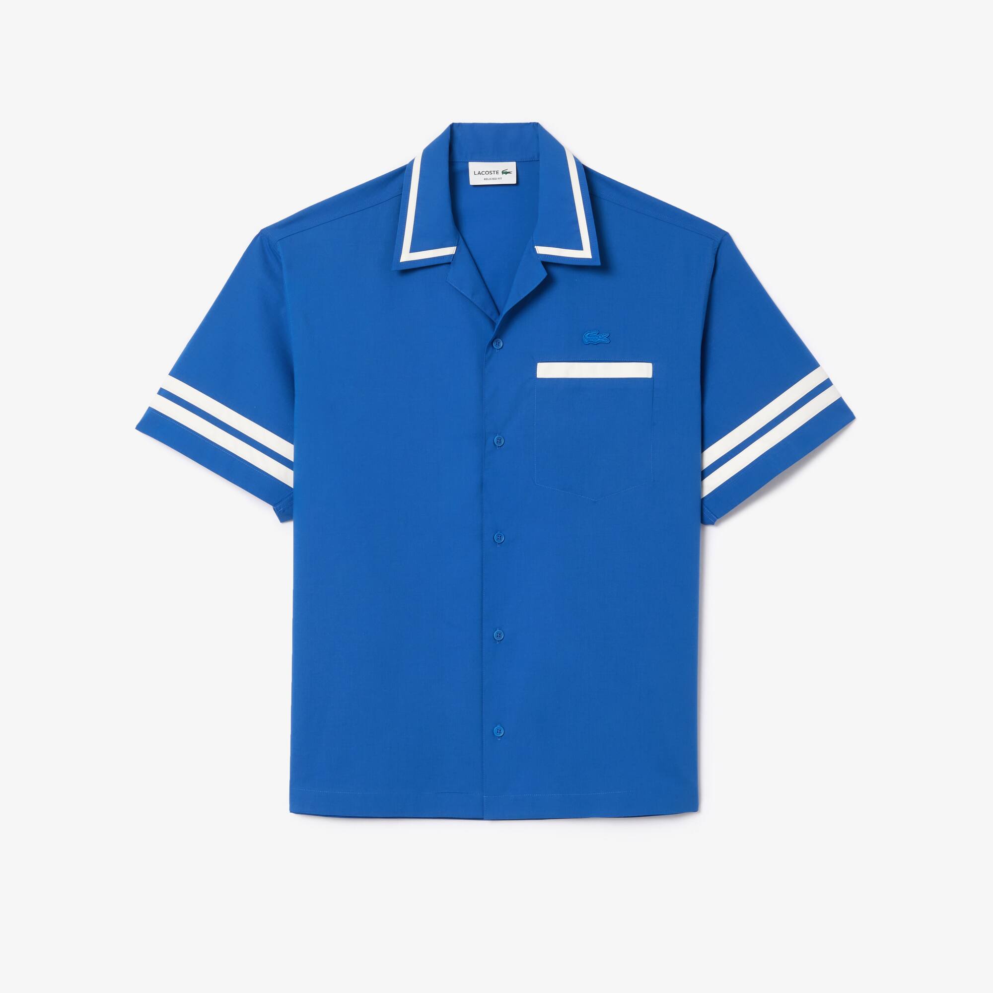 Hemd aus Baumwolltwill mit LACOSTE Aufdruck Kurze Armel - Blau - Lacoste - Herren