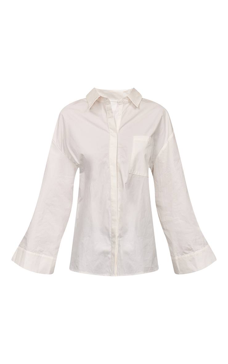 Blanc Chemise Oversize En Coton Avec Détail Boutons Aux Manches
