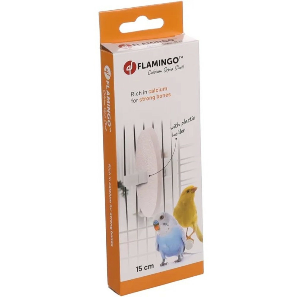 Un os de seiche blanc 15 cm avec support pour oiseaux
