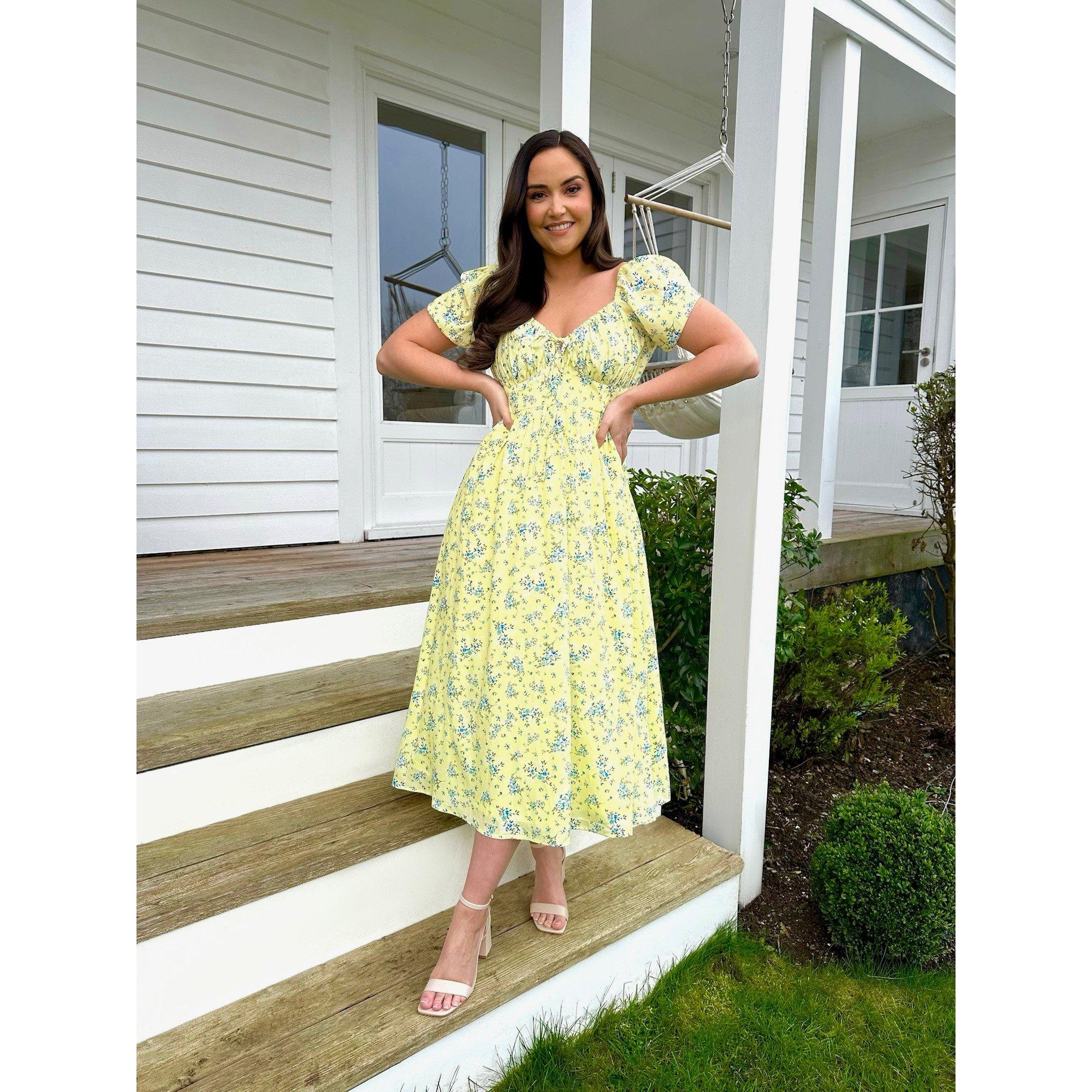 In The Style Studio In The Style Printed Bardot Midi Dress